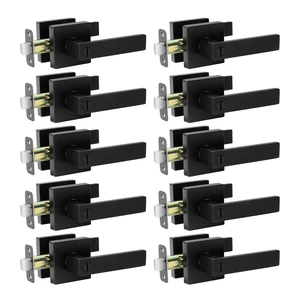 10 Pack Black Door Handle Interior Knobs Privacy Keyless Levers Lock | Heavy Duty Privacy Door Knob with Lock, Keyless Matte Black Interior Door Handles, Square Bedroom Bathroom Door Levers Handle 10 Pack Black Door Handle Interior Knobs Privacy Keyless Levers Lock | Heavy Duty Privacy Door Knob with Lock, Keyless Matte Black Interior Door Handles, Square Bedroom Bathroom Door Levers Handle