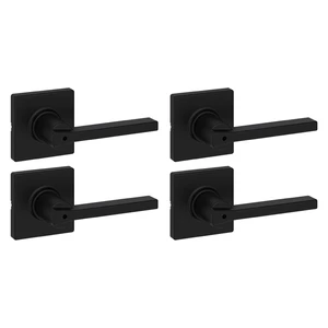 Casey Interior Privacy Door Handle with Lock 4 Pack, Door Lever for Bathroom and Bedroom, Matte Black Reversible Keyless Turn Lock, with Microban Protection Casey Interior Privacy Door Handle with Lock 4 Pack, Door Lever for Bathroom and Bedroom, Matte Black Reversible Keyless Turn Lock, with Microban Protection