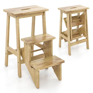 Folding 3 Step Stool, 3 in 1 Wooden Step Ladder with Handle, Non-Slip Pedal, Multifunctional Storage Shelf, Flower Rack for Kitchen, Library, Garage, Foldable Step Stool for Adults Kids Folding 3 Step Stool, 3 in 1 Wooden Step Ladder with Handle, Non-Slip Pedal, Multifunctional Storage Shelf, Flower Rack for Kitchen, Library, Garage, Foldable Step Stool for Adults Kids