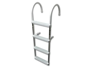 Marine Boat Aluminum White POLYETHYLENE Swim Boarding 4 Steps Ladder Hook 46X15 Marine Boat Aluminum White POLYETHYLENE Swim Boarding 4 Steps Ladder Hook 46X15