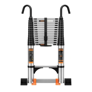 Telescoping Ladder,12.5FT Aluminum Extension Ladder,330lbs Max Capacity | Multi-Purpose Collapsible Ladder with Stabilizers and Hooks,Portable Ladder for RV or Outdoor Work Silver Telescoping Ladder,12.5FT Aluminum Extension Ladder,330lbs Max Capacity | Multi-Purpose Collapsible Ladder with Stabilizers and Hooks,Portable Ladder for RV or Outdoor Work Silver