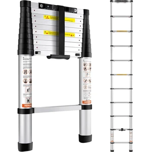 Telescoping Ladder 10.5 FT Aluminum Extension Ladder375 LBS Capacity, One-Button Retraction, Collapsible & Portable with Non-Slip Feet for Home, RV, Loft, ANSI Listed Telescoping Ladder 10.5 FT Aluminum Extension Ladder375 LBS Capacity, One-Button Retraction, Collapsible & Portable with Non-Slip Feet for Home, RV, Loft, ANSI Listed