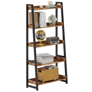 Ladder Shelf 5-Tier 74.8in Tall, Industrial Bookcase and Bookshelf | MDF and Metal Frame. Edge Baffles. 33 lbs Per Shelf. Wall Mount. Anti-tip Device. for Office, Bathroom, Living Room. Ladder Shelf 5-Tier 74.8in Tall, Industrial Bookcase and Bookshelf | MDF and Metal Frame. Edge Baffles. 33 lbs Per Shelf. Wall Mount. Anti-tip Device. for Office, Bathroom, Living Room.