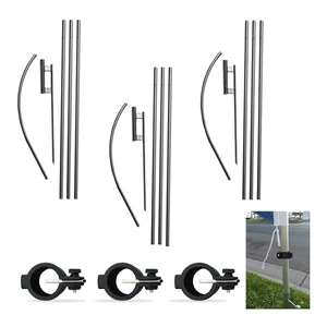 Swooper Flutter Flag Hardware-Three 4 Piece Pole Kits with Ground Spikes Swooper Flutter Flag Hardware-Three 4 Piece Pole Kits with Ground Spikes