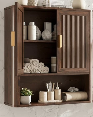 Bathroom Storage Cabinet, Medicine Cabinet with Adjustable Wood Shelf & Doors, Over The Toilet Storage Cabinet for Laundry Room & Kitchen & Living Room (Walnut) Bathroom Storage Cabinet, Medicine Cabinet with Adjustable Wood Shelf & Doors, Over The Toilet Storage Cabinet for Laundry Room & Kitchen & Living Room (Walnut)