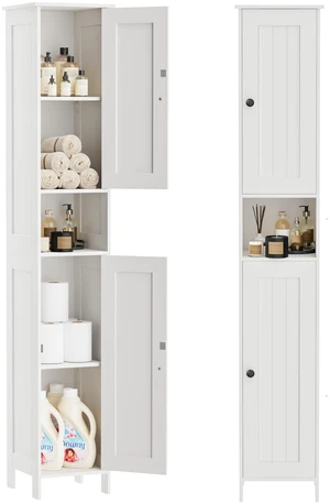 Tall Bathroom Storage Cabinet with 2 Doors, Slim Bathroom Cabinet | Narrow Storage Cabinet with Adjustable Shelves, Reversible Door, Easy Assembly, for Bathroom, Living Room, White, 11.8''W Tall Bathroom Storage Cabinet with 2 Doors, Slim Bathroom Cabinet | Narrow Storage Cabinet with Adjustable Shelves, Reversible Door, Easy Assembly, for Bathroom, Living Room, White, 11.8''W