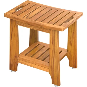 18" Standard Teak Shower Bench with Japan-Made Non-Slip Leveling Feet | US Patented Design, Marine-Grade Hardware, Pre-Oiled European Teak Oil, Ready, 300lb, for Standard Tubs Showers & Outdoor Use 18" Standard Teak Shower Bench with Japan-Made Non-Slip Leveling Feet | US Patented Design, Marine-Grade Hardware, Pre-Oiled European Teak Oil, Ready, 300lb, for Standard Tubs Showers & Outdoor Use