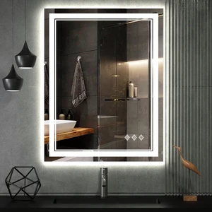 LED Bathroom Mirror, 24x32 Inch Vanity Mirror with Lights | Gradient Front and Backlit Bathroom Mirror with Lights, 3 Colors Dimmable CRI>90, IP54 Enhanced Anti-Fog, Hanging Plates LED Bathroom Mirror, 24x32 Inch Vanity Mirror with Lights | Gradient Front and Backlit Bathroom Mirror with Lights, 3 Colors Dimmable CRI>90, IP54 Enhanced Anti-Fog, Hanging Plates