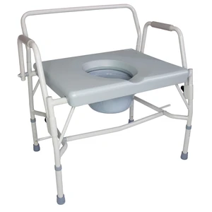 Drop Arm Portable Toilet Commode, Extra-Wide Seat, 500 Pound Weight Capacity, Bucket with Lid Included, Adjustable Legs, Elderly Assistance Products, Grey Drop Arm Portable Toilet Commode, Extra-Wide Seat, 500 Pound Weight Capacity, Bucket with Lid Included, Adjustable Legs, Elderly Assistance Products, Grey