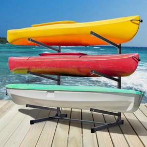 Freestanding Kayak Storage Rack Kayak Tackle Storage Heavy Duty Weatherproof Outdoor Storage Rack Storage Hooks for Kayaks, SUP, Canoe Paddleboard, 3 Levels, Black, SL35003BK Freestanding Kayak Storage Rack Kayak Tackle Storage Heavy Duty Weatherproof Outdoor Storage Rack Storage Hooks for Kayaks, SUP, Canoe Paddleboard, 3 Levels, Black, SL35003BK