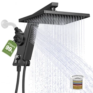 12-Inch Filtered Rain Shower Head with Handheld Spray Combo Matte Black | High Pressure Rainfall Showerheads with Hard Water Softener Filter, Detachable Hand Held Shower Wand with Hose 12-Inch Filtered Rain Shower Head with Handheld Spray Combo Matte Black | High Pressure Rainfall Showerheads with Hard Water Softener Filter, Detachable Hand Held Shower Wand with Hose
