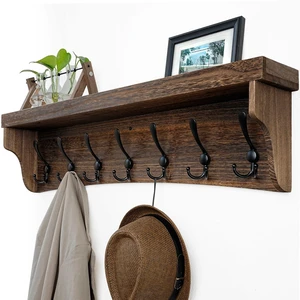 Rustic Coat Rack Wall Mount with Shelf,35" Long Wall Shelf with Hooks Underneath,7 Triple Hooks for Hanging Jacket,Bathroom,Entryway,Weathered Brown Rustic Coat Rack Wall Mount with Shelf,35" Long Wall Shelf with Hooks Underneath,7 Triple Hooks for Hanging Jacket,Bathroom,Entryway,Weathered Brown