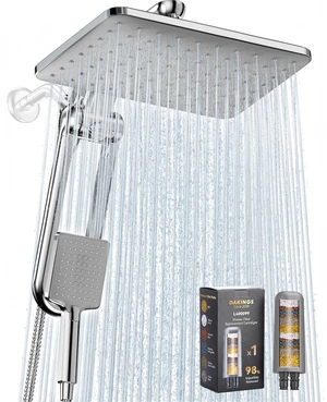 Dual Filtered Rainfall Handheld Showerhead Spray Combo for Bathroom | 2026 Upgraded Shower Head Combo, Dual Filtration For Skin & Hair Care, One-Button Filter Replacement, Modern Chrome Dual Filtered Rainfall Handheld Showerhead Spray Combo for Bathroom | 2026 Upgraded Shower Head Combo, Dual Filtration For Skin & Hair Care, One-Button Filter Replacement, Modern Chrome