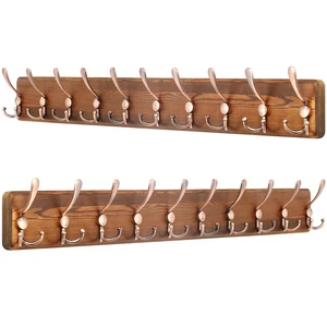 Coat Rack Wall Mounted - 38.3'' Long, Pack of 2, Wooden, Heavy Duty, Rustic Coat Hooks for Wall, Wall Coat Rack with 10 Triple Hooks for Hanging Clothes, Jacket, Hat(Brown & Retro Red) Coat Rack Wall Mounted - 38.3'' Long, Pack of 2, Wooden, Heavy Duty, Rustic Coat Hooks for Wall, Wall Coat Rack with 10 Triple Hooks for Hanging Clothes, Jacket, Hat(Brown & Retro Red)