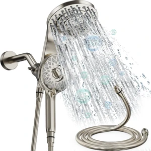 Rain Shower Head with Handheld, 13-Function High Pressure Dual Shower Head, 2-in-1 Magnetic Rainfall Showerhead Combo with 72-Inch Hose, Brushed Nickel Rain Shower Head with Handheld, 13-Function High Pressure Dual Shower Head, 2-in-1 Magnetic Rainfall Showerhead Combo with 72-Inch Hose, Brushed Nickel