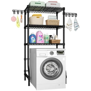 U8 Laundry Room Storage Organizer, Over the Washer and Dryer Storage Shelves for Laundry Organization, 35" W x 17.3" D x 76.2" H, Suit Washing Machine Width Within 32.6", Hold 304 lb, Black U8 Laundry Room Storage Organizer, Over the Washer and Dryer Storage Shelves for Laundry Organization, 35" W x 17.3" D x 76.2" H, Suit Washing Machine Width Within 32.6", Hold 304 lb, Black