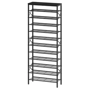 12 Tier Shoe Rack, Large Capacity Shoe Storage Organizer Holds 48 Pairs, Sturdy and Stable, for Entryway, Hallway, Closet, Dorm Room, Black SS12BB 12 Tier Shoe Rack, Large Capacity Shoe Storage Organizer Holds 48 Pairs, Sturdy and Stable, for Entryway, Hallway, Closet, Dorm Room, Black SS12BB