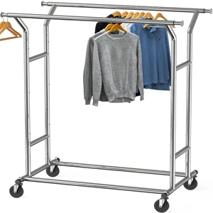 Heavy Duty Double Rail Clothing Garment Rack, Chrome | Holds Up to 200 lbs, Extendable Width from 43 to 67 Inches Heavy Duty Double Rail Clothing Garment Rack, Chrome | Holds Up to 200 lbs, Extendable Width from 43 to 67 Inches