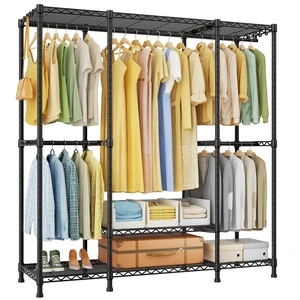 E3 Heavy Duty Garment Rack 4-Tier Freestanding Closet Organizer System | Metal Clothing Organization and Storage System for Clothes, Portable Wardrobe with 5 Shelves for Load 850lbs, Black E3 Heavy Duty Garment Rack 4-Tier Freestanding Closet Organizer System | Metal Clothing Organization and Storage System for Clothes, Portable Wardrobe with 5 Shelves for Load 850lbs, Black