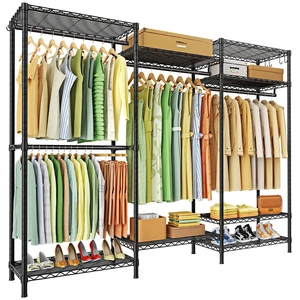 E13 Heavy Duty Clothes RackWith 4 Hanger Rods & 8 Shelves Freestanding Clothing Racks for Hanging ClothesAdjustable Closet OrganizerMetal Garment Rack 63" W x16 D x77 HMax Load 900LBSBlack E13 Heavy Duty Clothes RackWith 4 Hanger Rods & 8 Shelves Freestanding Clothing Racks for Hanging ClothesAdjustable Closet OrganizerMetal Garment Rack 63" W x16 D x77 HMax Load 900LBSBlack