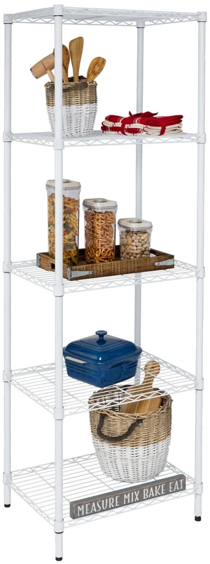 5-Tier Heavy Duty Adjustable Shelving Unit, 250-lb Per Shelf NSF Certified Metal Storage Rack, White Wire Shelf for Laundry Kitchen Pantry, 24 x 18 x 72 in 5-Tier Heavy Duty Adjustable Shelving Unit, 250-lb Per Shelf NSF Certified Metal Storage Rack, White Wire Shelf for Laundry Kitchen Pantry, 24 x 18 x 72 in