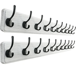 Rustic Wall Mounted Coat Rack, 10 Hooks, 38", Solid Wood, White | wall coat hooks for towel clothes hat, 100-lb cap, entryway bedroom mudroom, pack of 2, 16" stud spacing, hardware included Rustic Wall Mounted Coat Rack, 10 Hooks, 38", Solid Wood, White | wall coat hooks for towel clothes hat, 100-lb cap, entryway bedroom mudroom, pack of 2, 16" stud spacing, hardware included