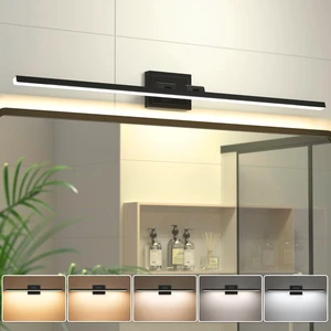 Modern Bathroom Vanity Light 48 inch, Rotatable, 30W Dimmable 5CCT Led Bathroom Light Fixture Over Mirror, Black Bar Vanity Light for Bathroom Mirror Cabinets-ETL Certificated Modern Bathroom Vanity Light 48 inch, Rotatable, 30W Dimmable 5CCT Led Bathroom Light Fixture Over Mirror, Black Bar Vanity Light for Bathroom Mirror Cabinets-ETL Certificated