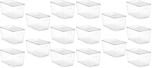 16 Pack Clear Stackable Storage Bins with Lids, XLarge 16 Pack Clear Stackable Storage Bins with Lids, XLarge