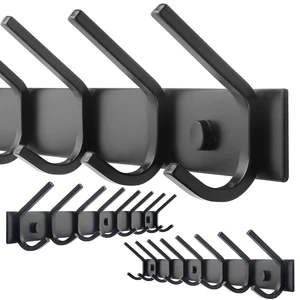 Coat Rack Wall Mounted,24 Inch 8 Hooks for Hanging Coats,Hook Rack Hook Rail Coat Hanger Wall Mount for Backpack,Clothes,Jacket,Black,2 Packs Coat Rack Wall Mounted,24 Inch 8 Hooks for Hanging Coats,Hook Rack Hook Rail Coat Hanger Wall Mount for Backpack,Clothes,Jacket,Black,2 Packs