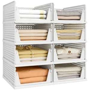 8 Pack Closet Organizer Storage Bins Stackable Plastic Drawer Shelf | Basket for Clothing Stackable Storage Bins Shelf Storage Container for Closet Wardrobe Bedroom Bathroom Office White Foldable 8 Pack Closet Organizer Storage Bins Stackable Plastic Drawer Shelf | Basket for Clothing Stackable Storage Bins Shelf Storage Container for Closet Wardrobe Bedroom Bathroom Office White Foldable