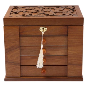 Wooden Jewelry Box for Women, Organizer Box of Solid Wood with Lock and Key for Jewelries, Watches, Necklace, Ring, Lockable Storage Case (Cherry) Wooden Jewelry Box for Women, Organizer Box of Solid Wood with Lock and Key for Jewelries, Watches, Necklace, Ring, Lockable Storage Case (Cherry)