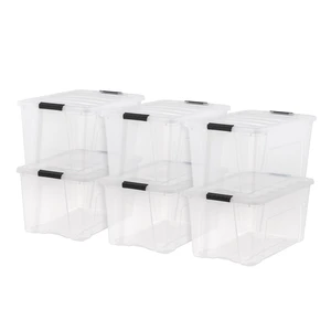 6-Pack 72 Quart Storage Bins with Lids, Clear | Transparent design makes contents easy to find. Perfect for moving, blankets, clothing, and garage storage. Nestable design 6-Pack 72 Quart Storage Bins with Lids, Clear | Transparent design makes contents easy to find. Perfect for moving, blankets, clothing, and garage storage. Nestable design