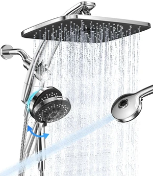 14" Luxurious Shower Head with Handheld,Full Body Coverage,Power Wash | Magnetic Hand Held,Dual Rain Shower Heads Combo,Large Rainfall,Double Detachable Showerheads,Ducha Para Shower,Chrome,Sliver 14" Luxurious Shower Head with Handheld,Full Body Coverage,Power Wash | Magnetic Hand Held,Dual Rain Shower Heads Combo,Large Rainfall,Double Detachable Showerheads,Ducha Para Shower,Chrome,Sliver