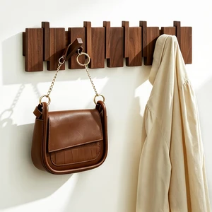 Wood Coat Rack Wall Mount, Coat Hooks Hanger Wall Mounted, Heavy Duty Wall Coat Rack with 8 Hooks for Hanging Coats/Keys/Hats/Robe&Towels/Plants/Bags, Walnut Wood Coat Rack Wall Mount, Coat Hooks Hanger Wall Mounted, Heavy Duty Wall Coat Rack with 8 Hooks for Hanging Coats/Keys/Hats/Robe&Towels/Plants/Bags, Walnut