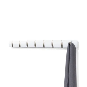 Flip Coat Rack, Wall Mount 8-Hook, Space Saving, White | Real wood and steel build, retractable hooks fold flat, holds coats bags and scarves, easy install Flip Coat Rack, Wall Mount 8-Hook, Space Saving, White | Real wood and steel build, retractable hooks fold flat, holds coats bags and scarves, easy install