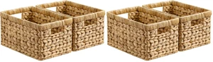 Wicker Basket, Baskets for Organizing, Storage Basket with Built-in Handles, Water Hyacinth Shelves (Medium 4-Pack, Natural Hyacinth) Wicker Basket, Baskets for Organizing, Storage Basket with Built-in Handles, Water Hyacinth Shelves (Medium 4-Pack, Natural Hyacinth)