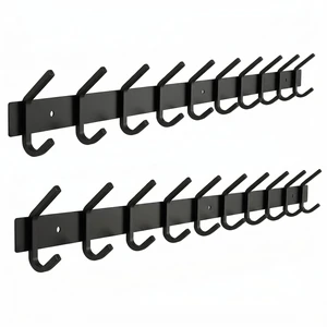Coat Rack Wall Mount 30 Inch Stainless Steel Hook Rail with 10 Double Coat Hooks for Hanging Wall Mounted Entryway Organizer for Coats, Hats, Bags, Towels, Robes, Closet or Bathroom - Black 2 Pack Coat Rack Wall Mount 30 Inch Stainless Steel Hook Rail with 10 Double Coat Hooks for Hanging Wall Mounted Entryway Organizer for Coats, Hats, Bags, Towels, Robes, Closet or Bathroom - Black 2 Pack