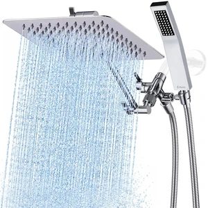 All Metal 10" Dual Square Shower Head Combo | Rain Shower Head | Handheld Shower Wand | Adjustable | Smooth 3-Way Diverter | 71" Extra Long Hose - A Bathroom Upgrade (Chrome) All Metal 10" Dual Square Shower Head Combo | Rain Shower Head | Handheld Shower Wand | Adjustable | Smooth 3-Way Diverter | 71" Extra Long Hose - A Bathroom Upgrade (Chrome)