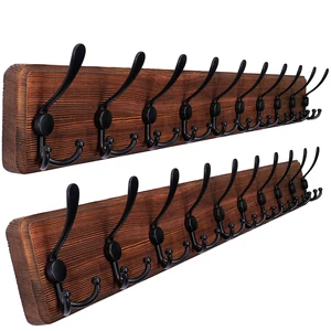 Rustic Coat Rack Wall Mount, 10 Hooks, 38.6'' Long, Brown, Pack of 2 | Rustic finish, 100 lb capacity, entryway bedroom mudroom, wall mount, 16" stud spacing, hardware included, rustproof hooks Rustic Coat Rack Wall Mount, 10 Hooks, 38.6'' Long, Brown, Pack of 2 | Rustic finish, 100 lb capacity, entryway bedroom mudroom, wall mount, 16" stud spacing, hardware included, rustproof hooks