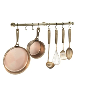 Stainless Steel Hanging Pot Rack Hanger: 23.7 Inch Pot and Pan Hanger Wall Mounted Hanging Pot Bar Rack Heavy Duty Pot Hangers Kitchen Rail with 8 S Hooks (Antique Brass) Stainless Steel Hanging Pot Rack Hanger: 23.7 Inch Pot and Pan Hanger Wall Mounted Hanging Pot Bar Rack Heavy Duty Pot Hangers Kitchen Rail with 8 S Hooks (Antique Brass)