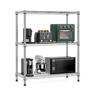 750 lbs 3 Tier Storage Rack Metal Wire Shelving Unit, Storage Standing Shelf Organizer for Laundry Bathroom Kitchen Pantry Closet Garage Basement Utility Room, Chrome 13.8" D x 29.5" W x 35.5" H 750 lbs 3 Tier Storage Rack Metal Wire Shelving Unit, Storage Standing Shelf Organizer for Laundry Bathroom Kitchen Pantry Closet Garage Basement Utility Room, Chrome 13.8" D x 29.5" W x 35.5" H