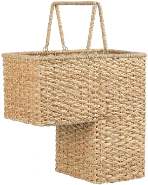 Woven Bankuan Rope Stair Basket with Handles, Natural Woven Bankuan Rope Stair Basket with Handles, Natural
