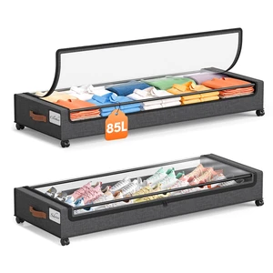 85 L Under Bed Storage with Wheels, 2 Pack Extra Large Under Bed Storage Containers with Metal Frame & Clear Lid, Rolling Underbed Organizer Bins Drawers for Clothes, Shoes, Blankets, Hemp Grey 85 L Under Bed Storage with Wheels, 2 Pack Extra Large Under Bed Storage Containers with Metal Frame & Clear Lid, Rolling Underbed Organizer Bins Drawers for Clothes, Shoes, Blankets, Hemp Grey