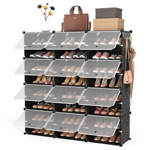 Portable 8-Tier Shoe Cabinet - 48-Pair Shoe Organizer with Expandable, Free Standing, Stackable Space Saving Design and 2 Exclusive Versatile Hooks for Bedroom Portable 8-Tier Shoe Cabinet - 48-Pair Shoe Organizer with Expandable, Free Standing, Stackable Space Saving Design and 2 Exclusive Versatile Hooks for Bedroom