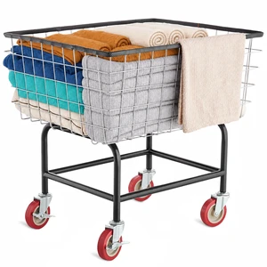 Wire Laundry Cart 2.8 Bushel Wire Laundry Basket with Wheels | Commercial Basket Cart, Steel Frame with Chrome Finish, 4" CastersGalvanization-Plated Steel, Easy Assemble 26" x 21" x26" Wire Laundry Cart 2.8 Bushel Wire Laundry Basket with Wheels | Commercial Basket Cart, Steel Frame with Chrome Finish, 4" CastersGalvanization-Plated Steel, Easy Assemble 26" x 21" x26"