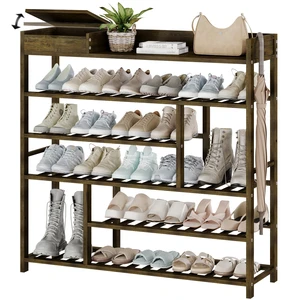Shoe Rack for Front Door Entrance Bamboo Shoe Organizer | Free Standing Shoe Cabinet Wooden Shoe Storage Shelf for entryway, Closet and Doorway with Storage Box Dark Brown Shoe Rack for Front Door Entrance Bamboo Shoe Organizer | Free Standing Shoe Cabinet Wooden Shoe Storage Shelf for entryway, Closet and Doorway with Storage Box Dark Brown