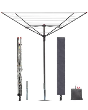 Outdoor Umbrella Drying Rack, 12 Lines with 164 Feet Drying Space, Steel Frame & Adjustable Height, 4-arm Umbrella Clothesline for Laundry, Collapsible Clothes Drying Rack for Backyard Outdoor Umbrella Drying Rack, 12 Lines with 164 Feet Drying Space, Steel Frame & Adjustable Height, 4-arm Umbrella Clothesline for Laundry, Collapsible Clothes Drying Rack for Backyard