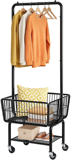 Rolling Laundry Cart with Hanging Rack & Laundry Basket, Black | Metal Commercia Laundry Cart with Wheels, Laundry Hamper Sorter with Storage Basket & Shelf, Laundry Room, Bathroom, Bedroom Rolling Laundry Cart with Hanging Rack & Laundry Basket, Black | Metal Commercia Laundry Cart with Wheels, Laundry Hamper Sorter with Storage Basket & Shelf, Laundry Room, Bathroom, Bedroom