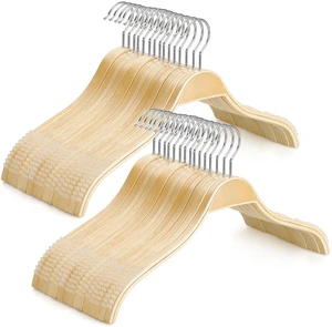 Slim Natural Wood Hangers with Extra Soft Non-Slip Rubber Grips, 30-Pack High-Grade Fashion Hanger No Shoulder Bump for Sweaters, Hoodies, Jacket, Dress, Coat -CT15N30 Slim Natural Wood Hangers with Extra Soft Non-Slip Rubber Grips, 30-Pack High-Grade Fashion Hanger No Shoulder Bump for Sweaters, Hoodies, Jacket, Dress, Coat -CT15N30