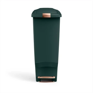 Slim Step Can, 40L / 10.6 Gallon Space-Efficient Kitchen Trash Can, Studio Edition, Pet-Proof Slide Lock, 150,000-Step Pedal, Wheels, Hunter Green Plastic Slim Step Can, 40L / 10.6 Gallon Space-Efficient Kitchen Trash Can, Studio Edition, Pet-Proof Slide Lock, 150,000-Step Pedal, Wheels, Hunter Green Plastic